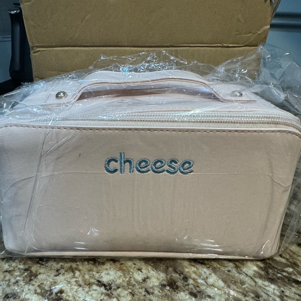 Dr. Toast Pink Cheese Cosmetic Bag